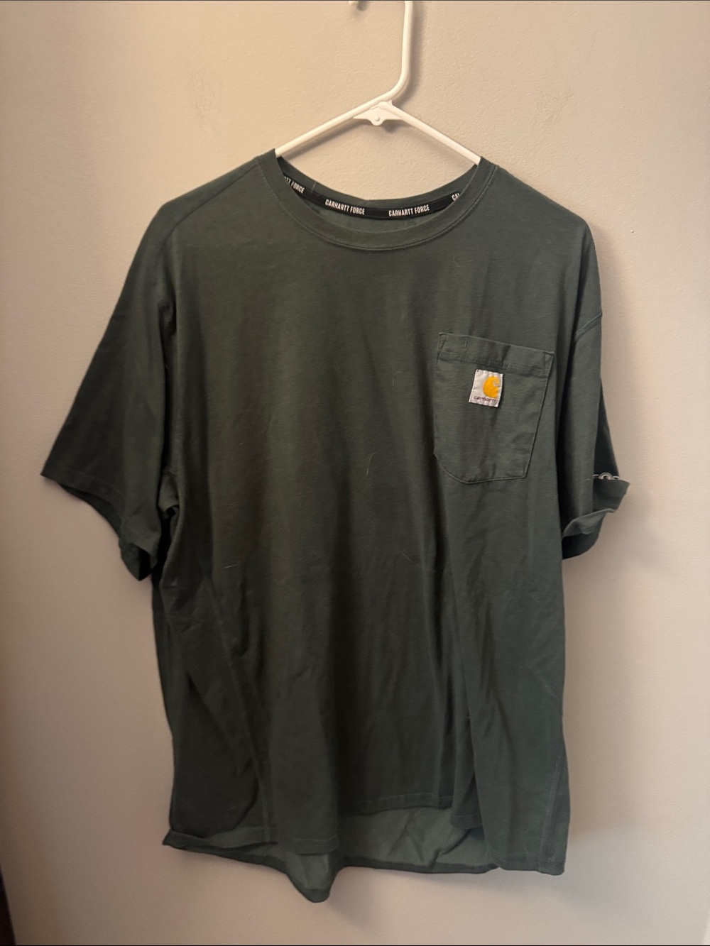 Carhartt Forest Green Short-Sleeve Pocket Tee with Logo Patch